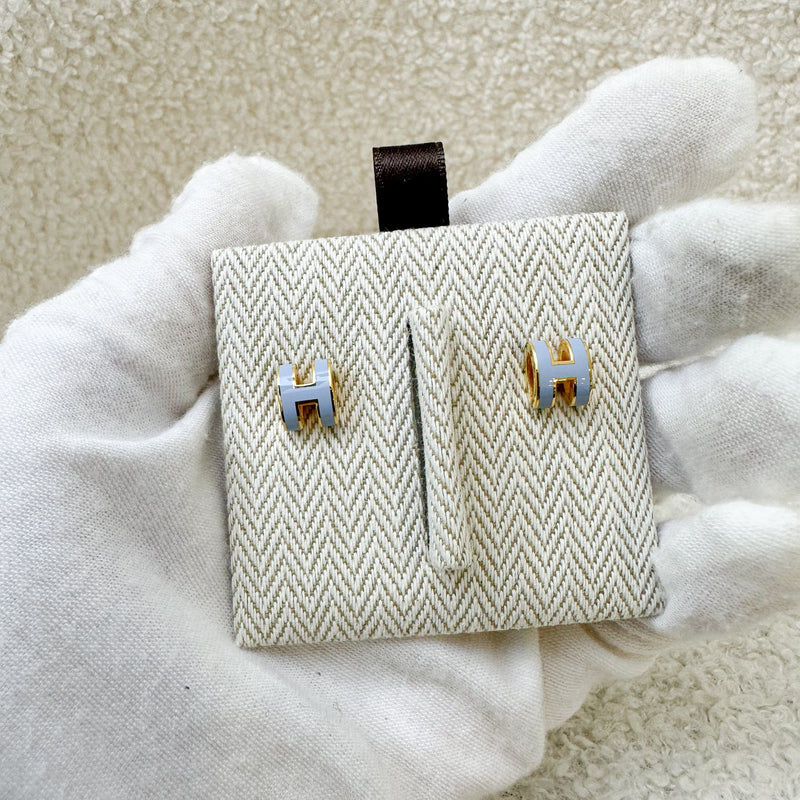 Hermes Mini Pop H Earrings in Lilas Enamel GHW