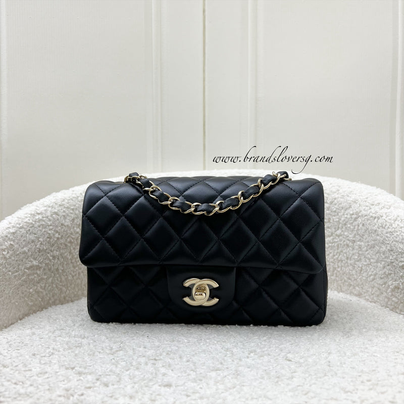 Chanel Mini Rectangle Flap in Black Lambskin and LGHW