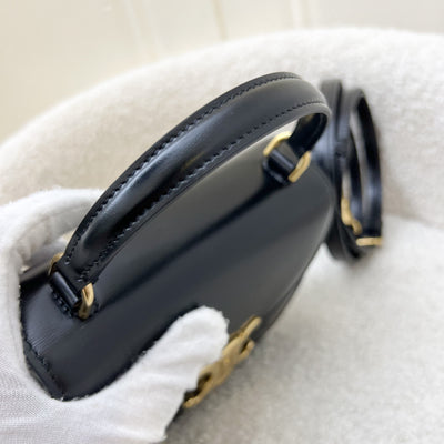 Celine Mini Besace Clea Flap Bag in Black Shiny Calfskin and GHW