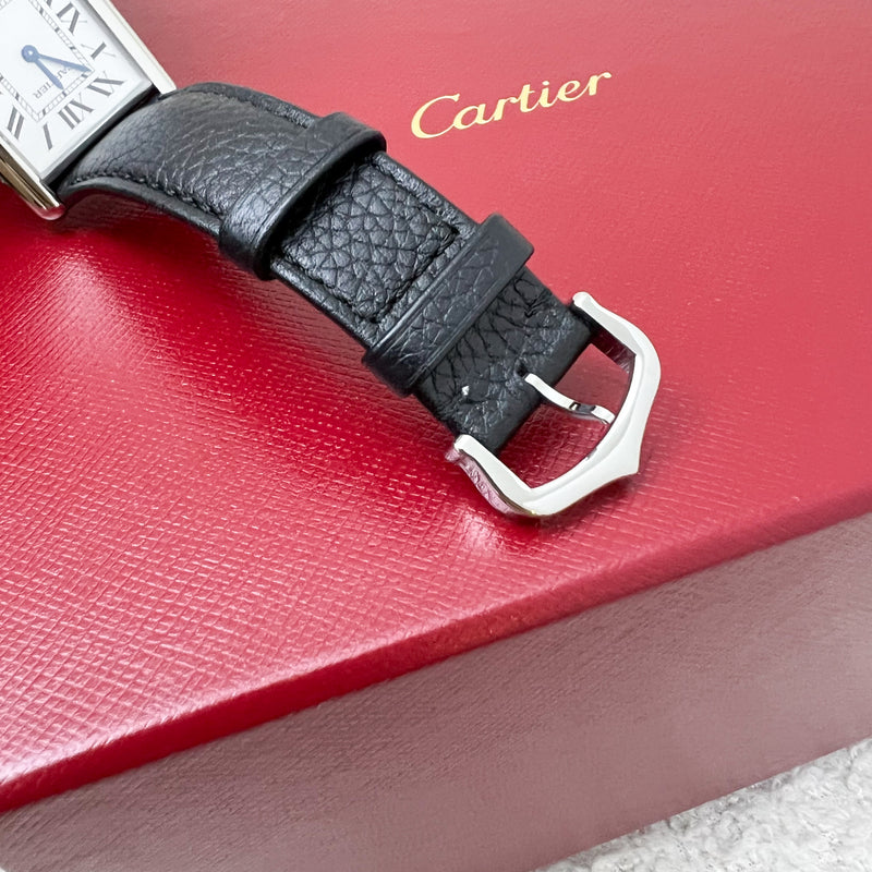 Cartier Tank Must Watch Large Model Quartz, Black Leather Strap, Quartz Movement (WSTA0041)