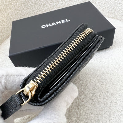 Chanel Card Holder / Coin Wallet in Black Caviar and LGHW