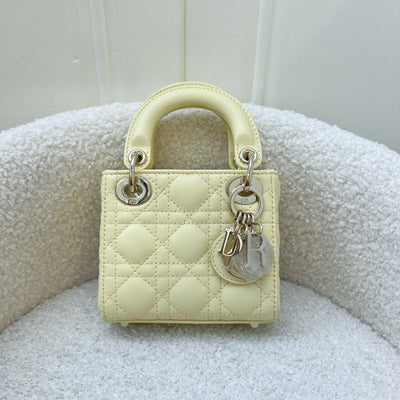 Dior Micro Lady Dior in Pale Yellow Lambskin and GHW