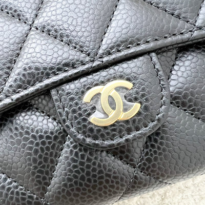 Chanel Classic Medium Trifold Wallet in Black Caviar and LGHW