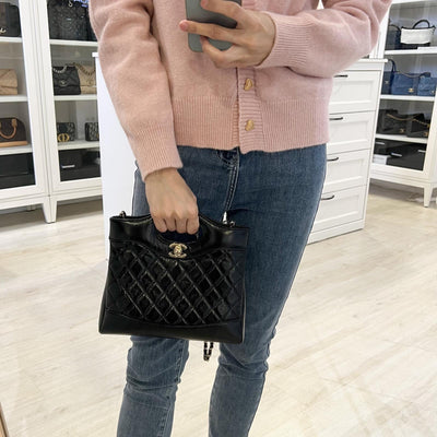 Chanel 31 Mini / Small Bag in Black Shiny Calfskin and LGHW