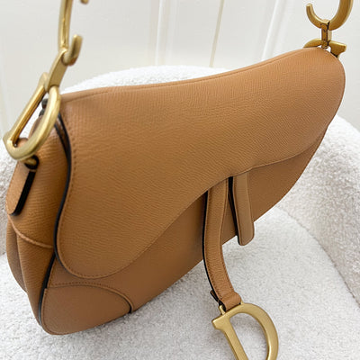 Dior Medium Saddle Bag in Amber Grained Calfskin and AGHW