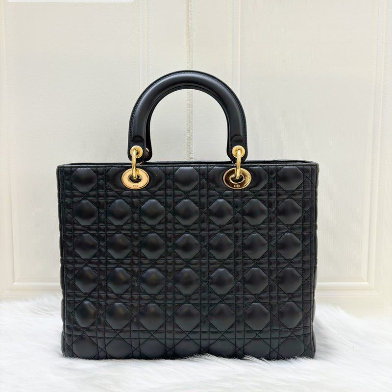 Dior Large Lady Dior in Black Lambskin and GHW