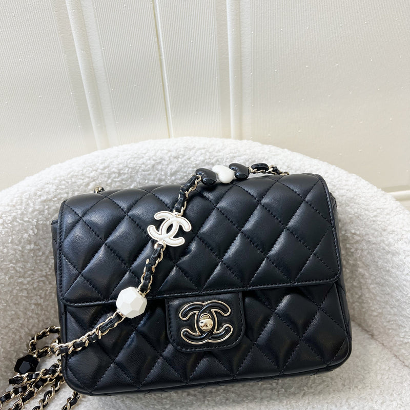 Chanel 23P Square Mini Flap in Black Lambskin LGHW