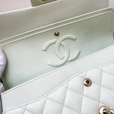 Chanel Medium Classic Flap CF in 22C Apple Green Caviar and LGHW