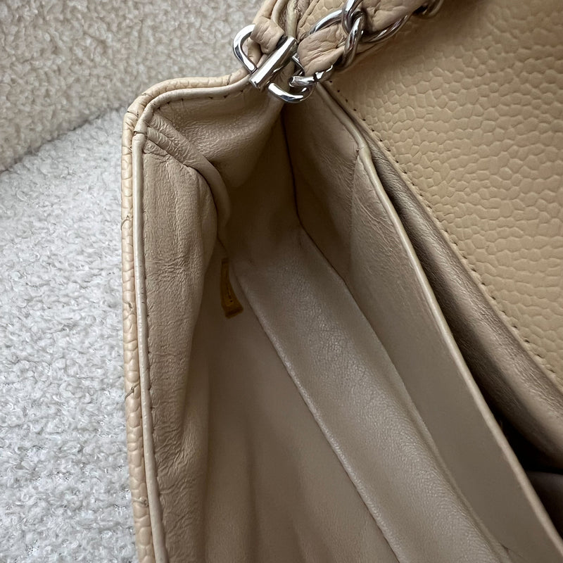 Chanel East West Flap Bag in Beige Caviar and SHW