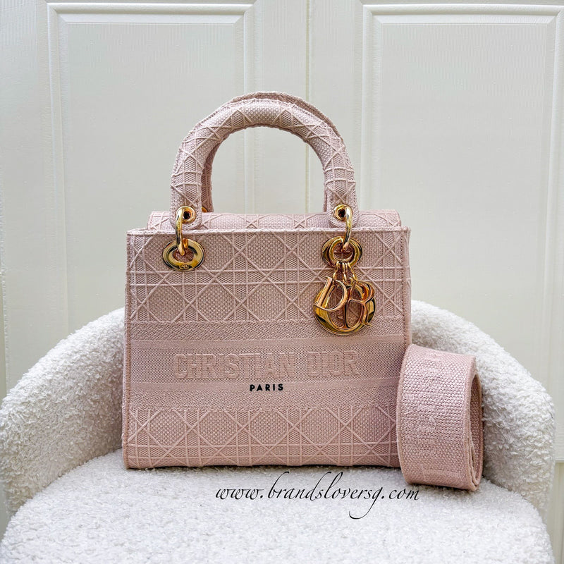 Dior Medium Lady D-Lite in Rosewood Pink Cannage Embroidery and RGHW