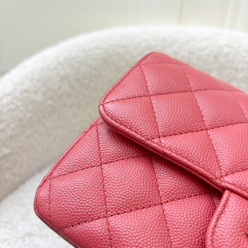 Chanel Classic Mini Rectangle Flap in 17C Dark Pink Caviar LGHW