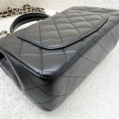 Chanel Top Handle Mini Rectangle Flap in Black Lambskin and LGHW