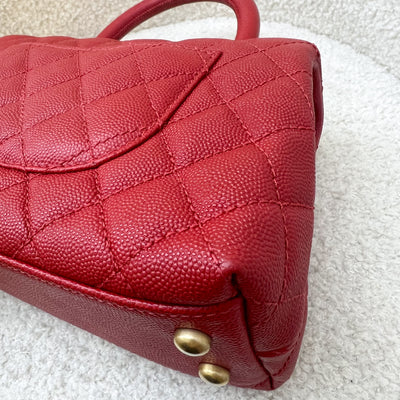 Chanel Small 24cm Coco Handle in Red Caviar and AGHW