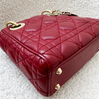 Dior Mini Lady Dior in Cherry Red Lambskin and GHW