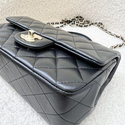 Chanel Top Handle Mini Rectangle Flap in Black Lambskin and LGHW