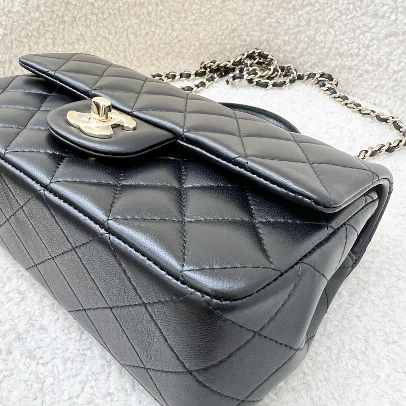 Chanel Top Handle Mini Rectangle Flap in Black Lambskin and LGHW