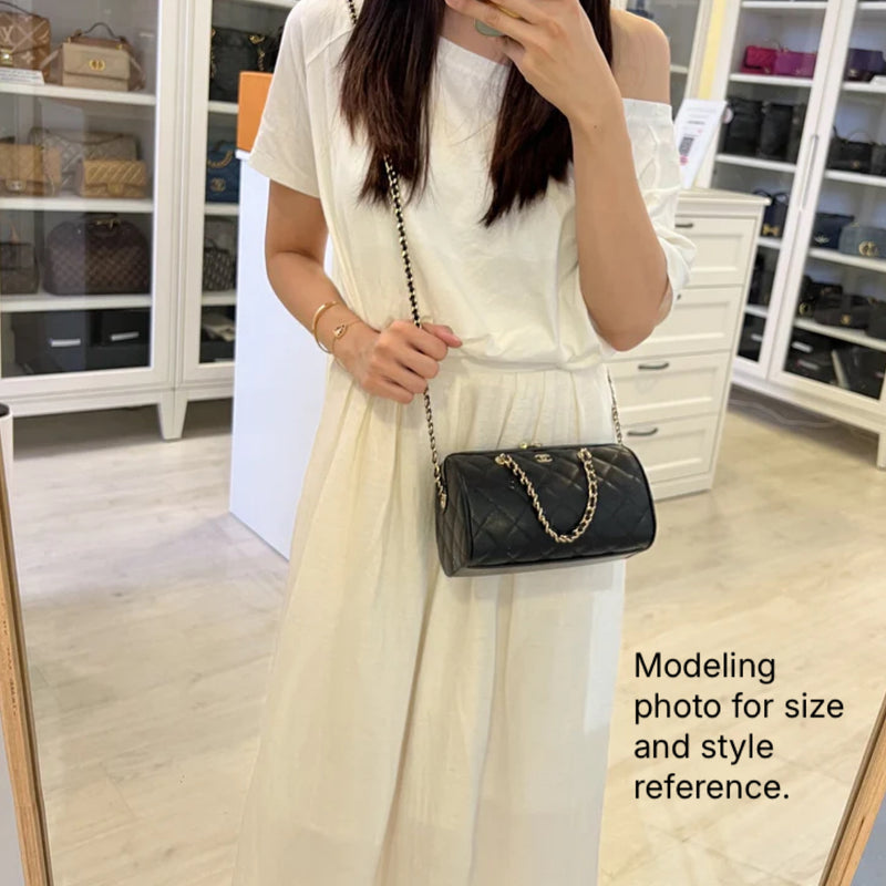 [Brand New - Local Set - 2025] Chanel 25P Bowling Bag in Black Caviar and LGHW (Model: AP4474)