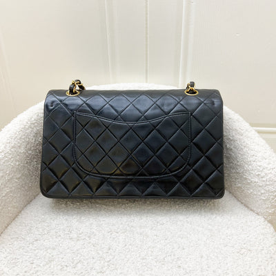 Chanel Vintage Medium Classic Flap CF in Black Lambskin and 24K Plated GHW