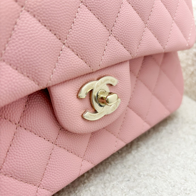 Chanel Small Classic Flap CF in 22C Sakura Pink Caviar LGHW
