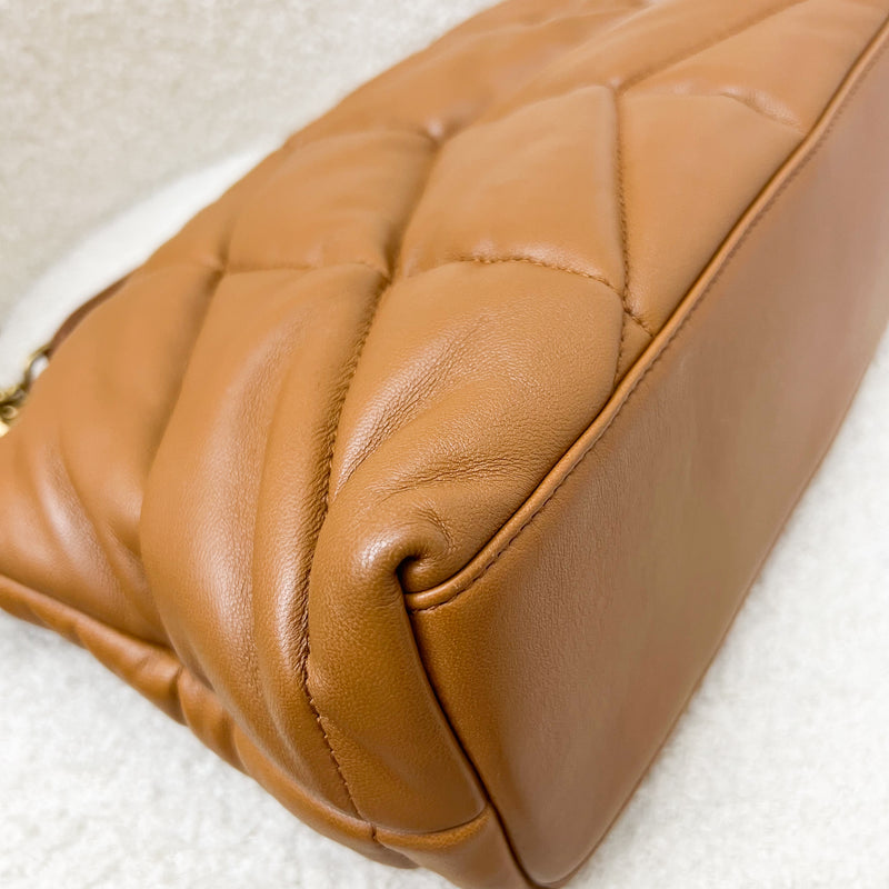 Saint Laurent YSL Small Loulou Puffer Bag in Caramel Brown Lambskin and GHW