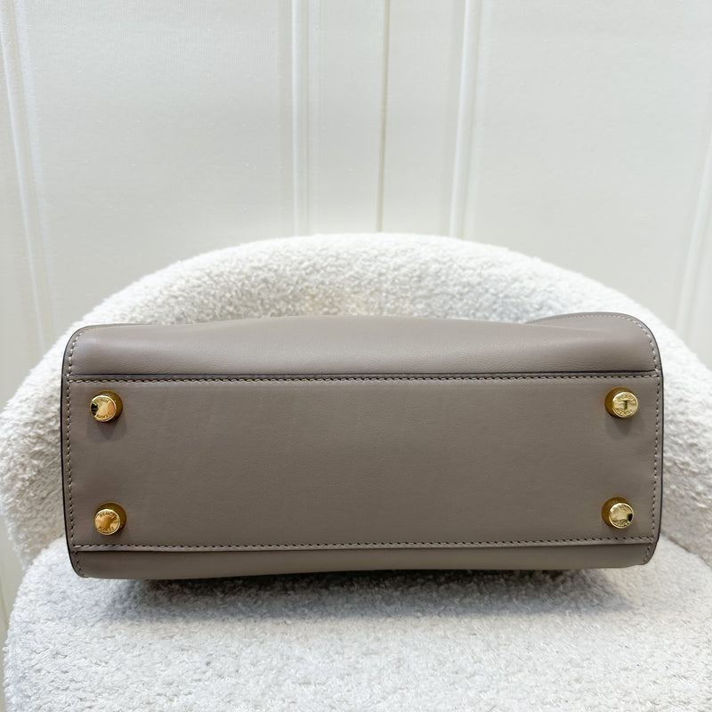 Fendi Peekaboo Iconic Essentially Leather Top handle Bag in Grey / Taupe Calfskin and GHW