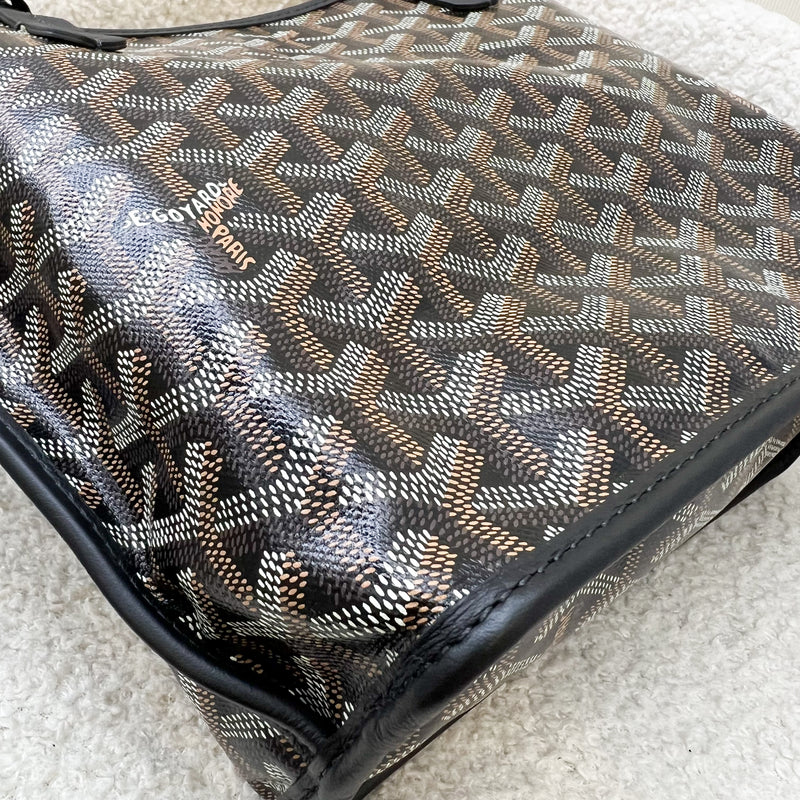 Goyard Mini Anjou Tote Bag in Black Goyardine Canvas and Leather