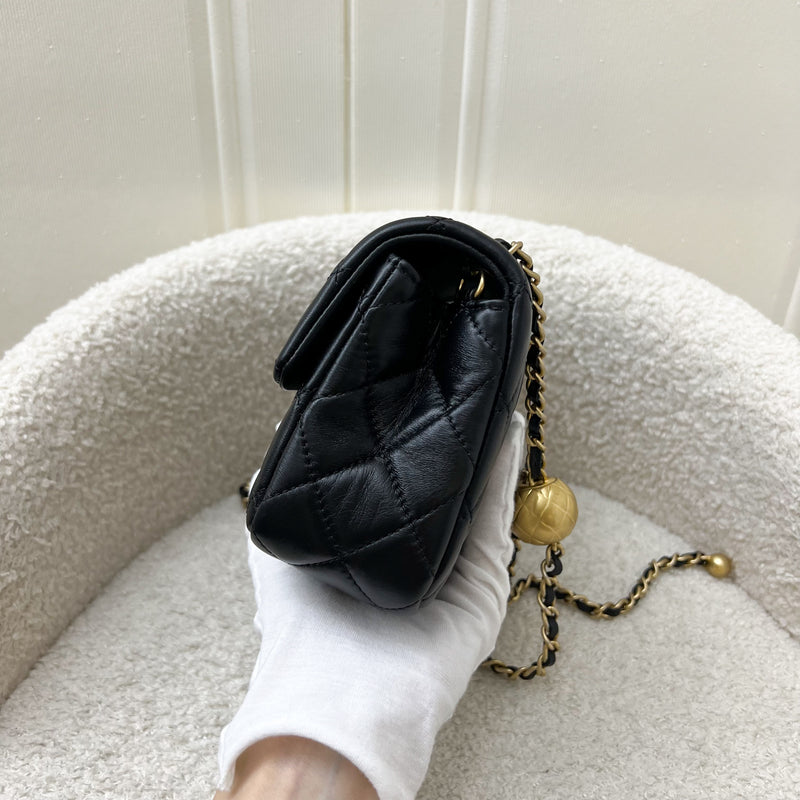 Chanel Pearl Crush Mini Rectangular Flap in Black Lambskin and AGHW (Model: AS1787)