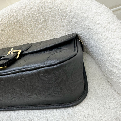 LV Diane Flap Bag in Black Monogram Empreinte Leather with Black Strap