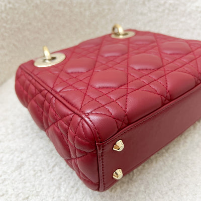 Dior Mini Lady Dior in Cherry Red Lambskin and GHW