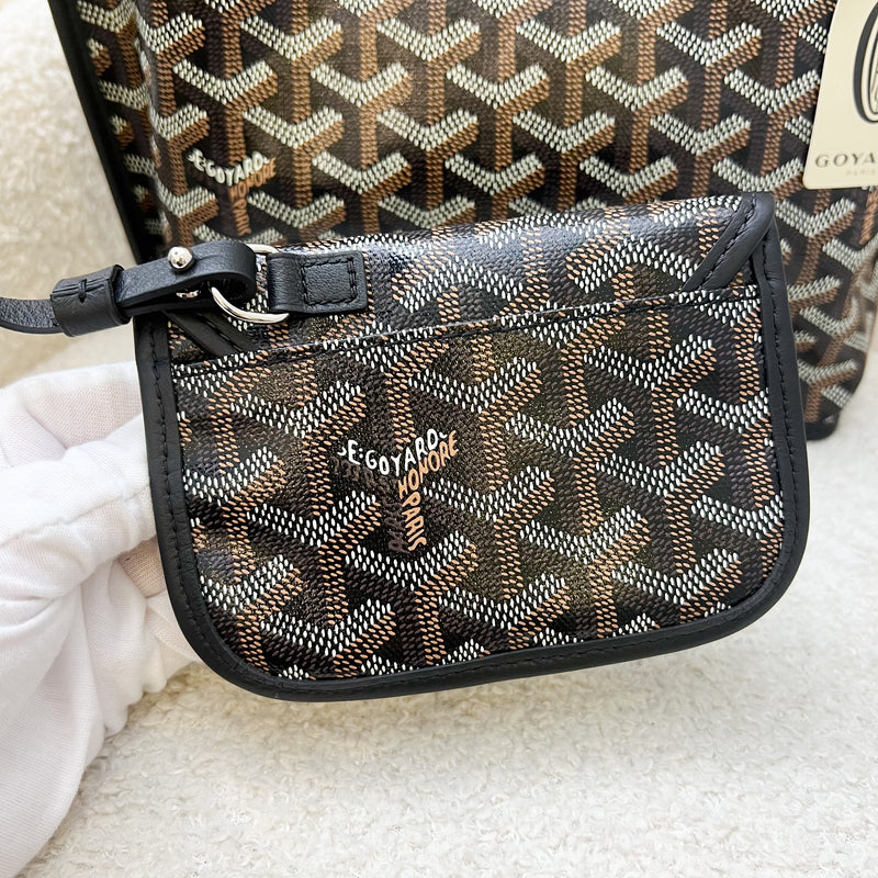 Goyard Mini Anjou Tote Bag in Black Goyardine Canvas and Leather