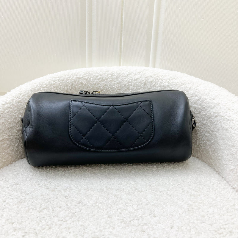 Chanel Seasonal Round Bowling Bag in Black Calfskin and PH and Aged GHW