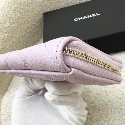 Chanel Zipped Card Holder with Coin Compartment in 24S Lilac Caviar and GHW (Model: AP3179)