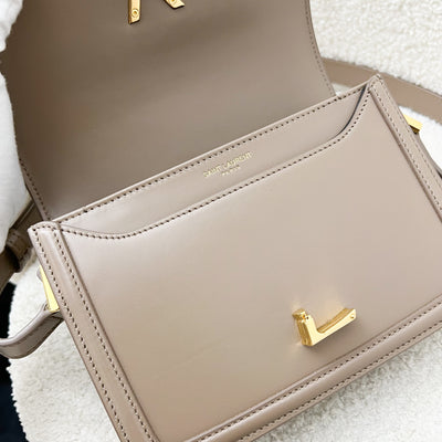 Saint Laurent YSL Small Solferino Satchel Bag in Milk Tea Beige Calfskin and AGHW