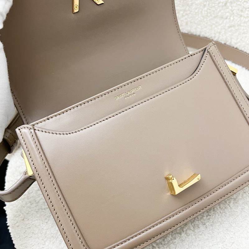 Saint Laurent YSL Small Solferino Satchel Bag in Milk Tea Beige Calfskin and AGHW