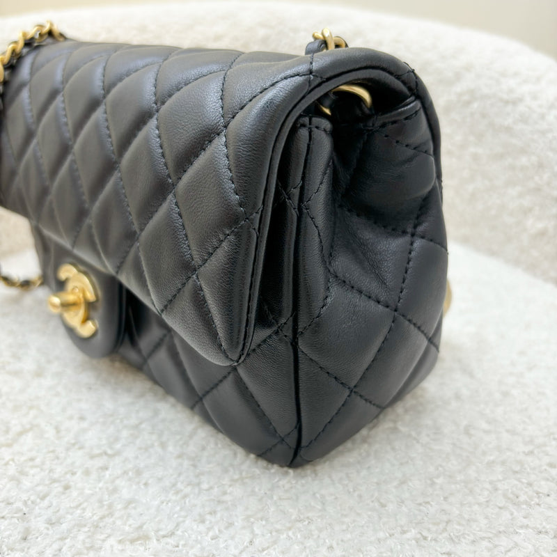 Chanel Pearl Crush Mini Rectangle Flap in Black Lambskin and AGHW