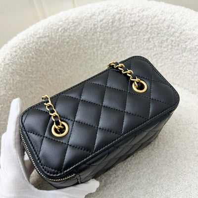 Chanel Pearl Crush Adjustable Chain Small Vanity in Black Lambskin and AGHW (Model: AP2303)