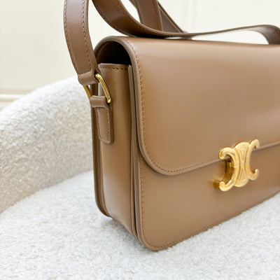 Celine Classique Triomphe Flap Bag in Bronze (Caramel) Shiny Calfskin and GHW