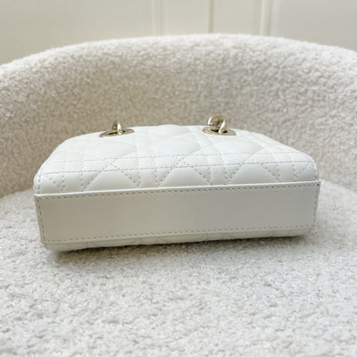 Dior Micro Lady D-Joy Bag in White Cannage Lambskin and LGHW