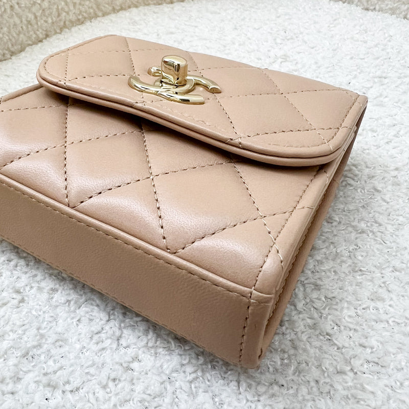 Chanel Trendy CC Micro Bag / Clutch on Chain in Beige Lambskin and LGHW