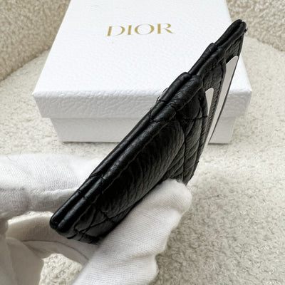 Dior Caro Freesia Card Holder in Black Supple Calfskin and Cannage Lambskin and GHW