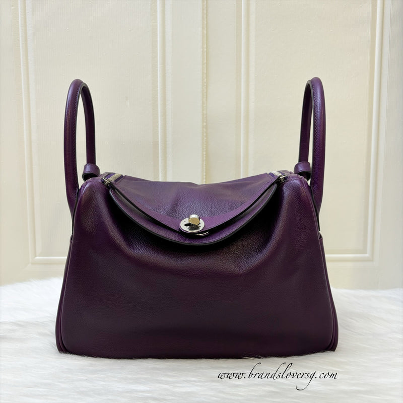 Hermes Lindy 30 in Dark Purple (Likely Cassis) Evercolor Leather and PHW