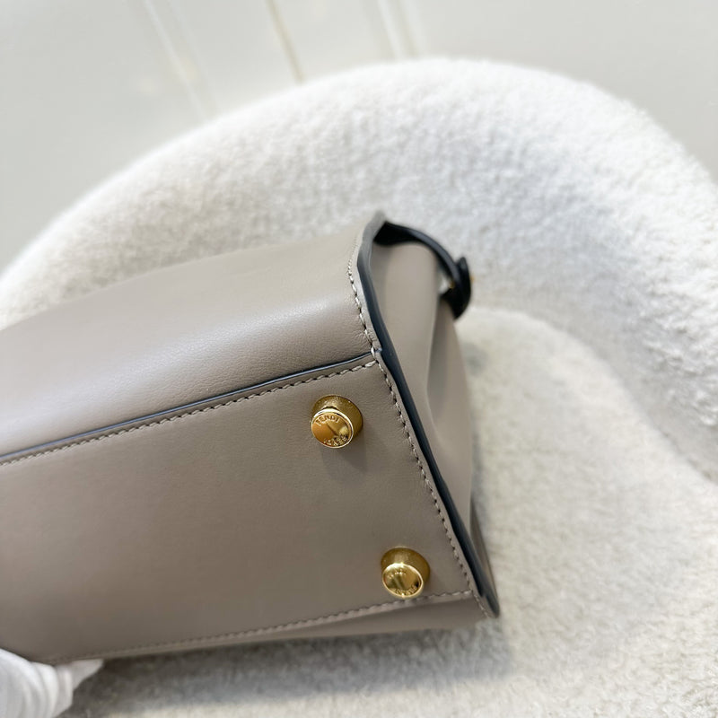 Fendi Peekaboo Iconic Essentially Leather Top handle Bag in Grey / Taupe Calfskin and GHW