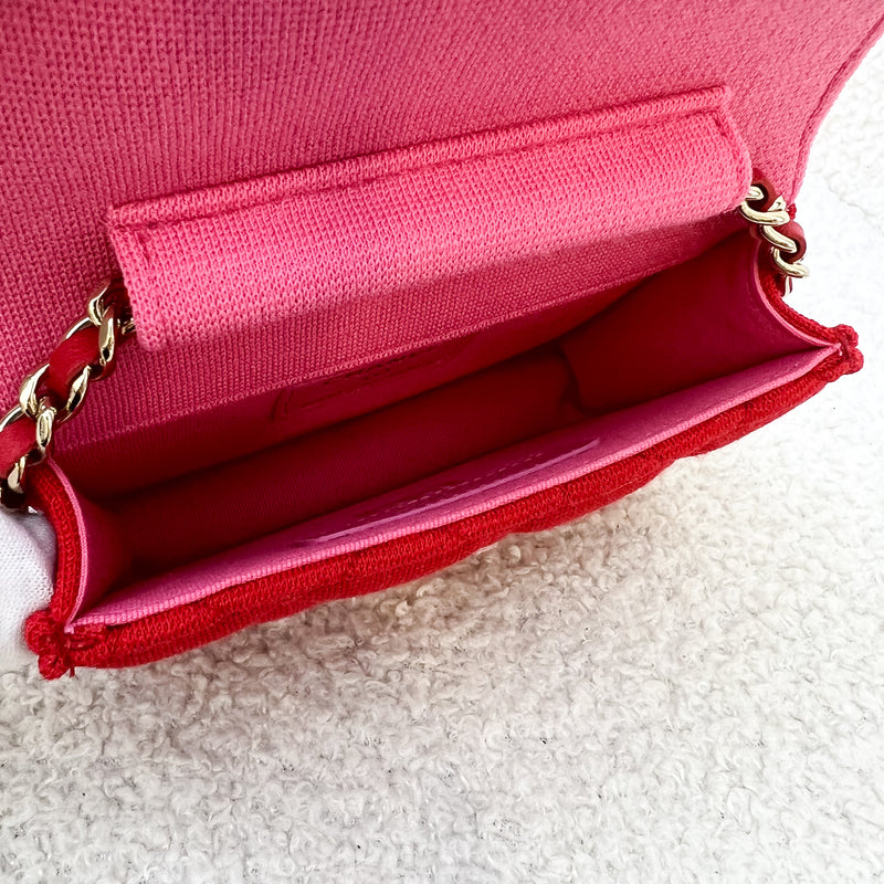 Chanel 2023 VIP Clutch on Chain in Red Jersey and LGHW