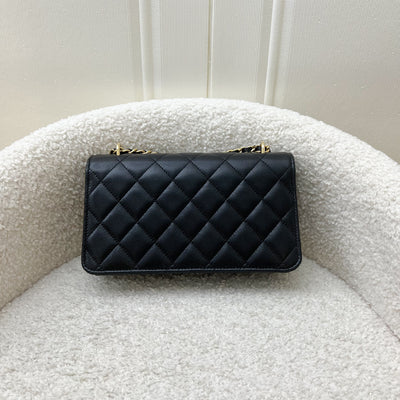 Chanel 23S Classic Flap Charm Wallet on Chain WOC in Black Caviar and GHW