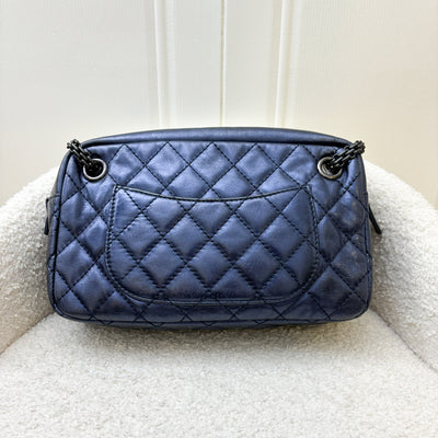 Chanel 2.55 Reissue Camerra Bag in Metallic Blue Distressed Leather and BHW