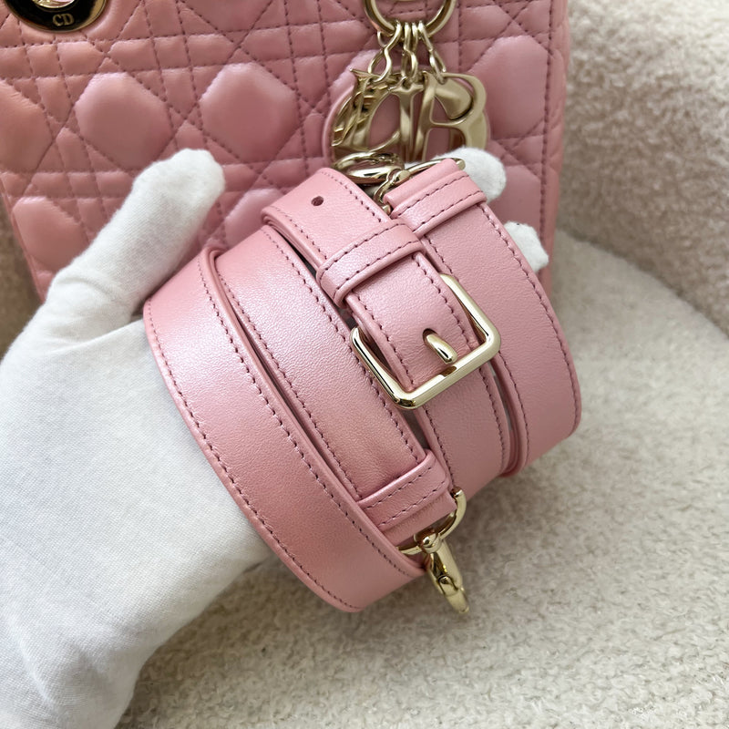 (Nov 2023 Receipt) Dior Small Lady Dior in Iridescent Hibiscus Pink Lambskin and GHW