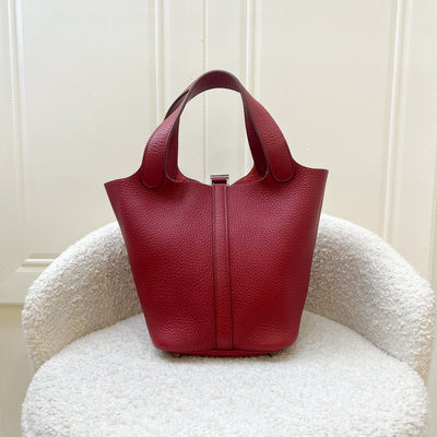 Hermes Picotin Lock 18 in Rouge Garance Clemence Leather PHW