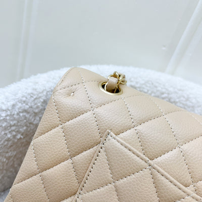 Chanel Medium Classic Flap CF in Beige Caviar and GHW