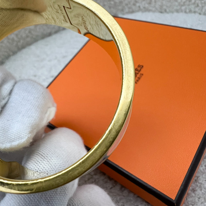 Hermes Clic Clac H Bracelet in Blanc White Enamel and GHW Sz PM