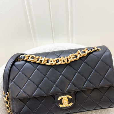 Chanel 23P Seasonal Flap Bag in Black Lambskin and AGHW